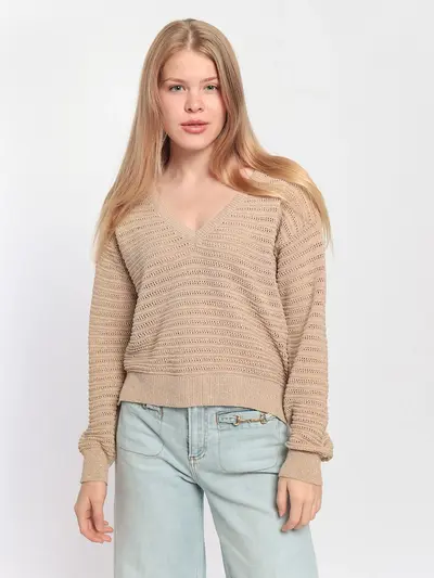 Ажурный пуловер с люрексом